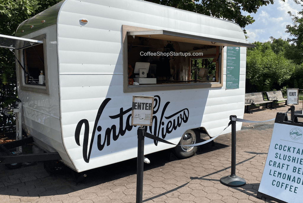 A coffee trailer opens for business. 