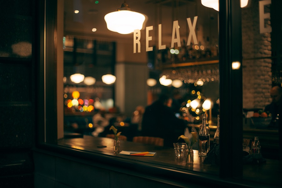 a cafe at night