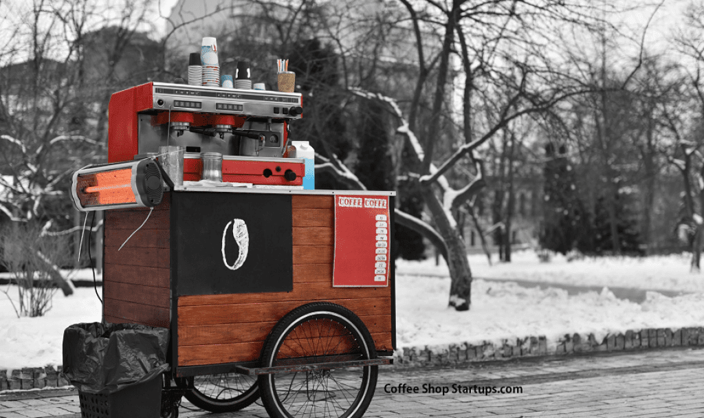Coffee cart on wheels in the park