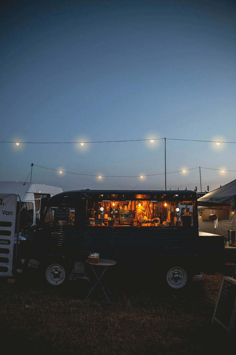 a coffee truck sells coffee and generates high revenue.