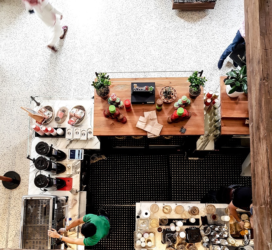 a mini cafe view from above 