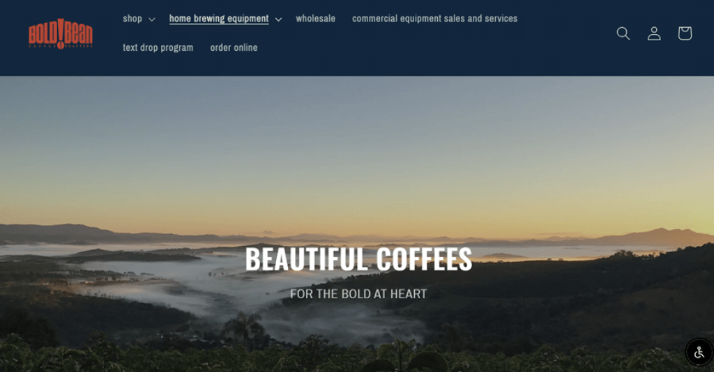 bold beam coffee website design