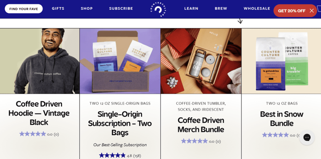 counter culture coffee shop website design