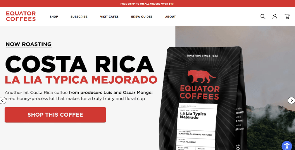 equator coffee website design