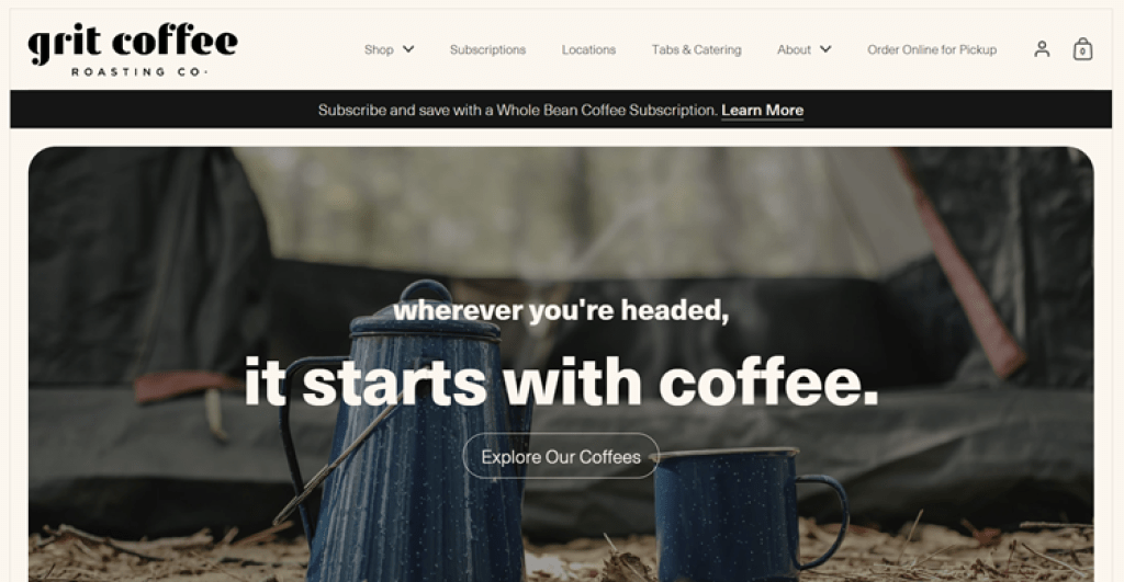 grit coffee website design