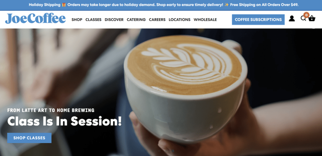 joe coffee website design