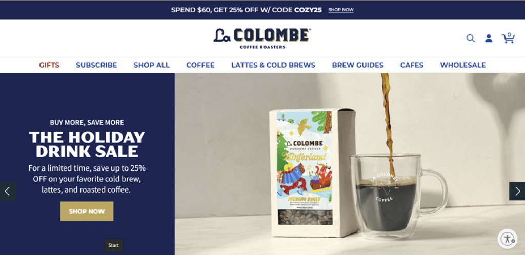 la colombe website design example