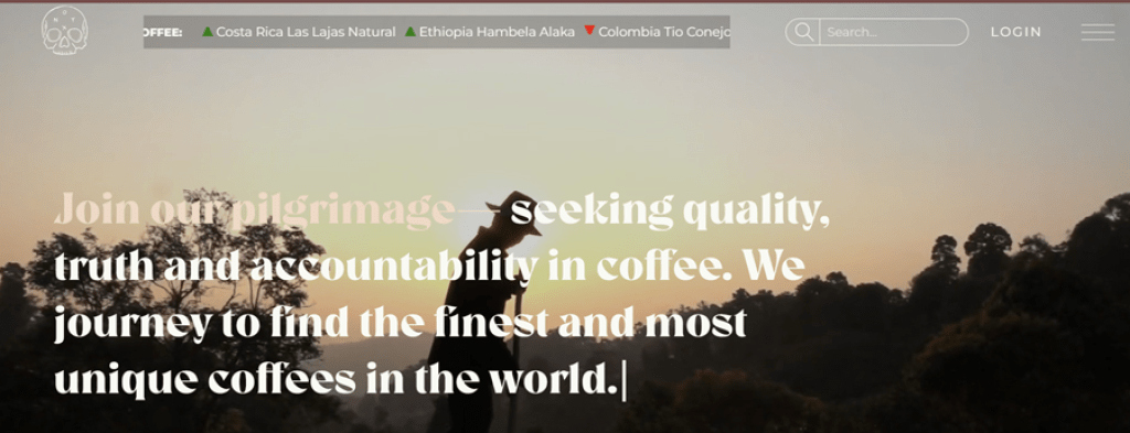 onyx coffee website design example