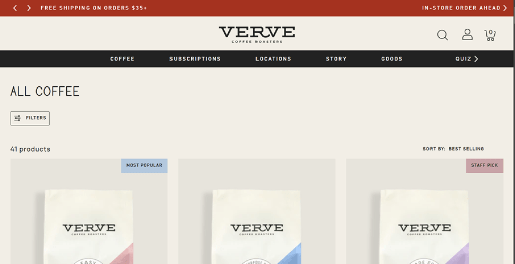 verve coffee website design