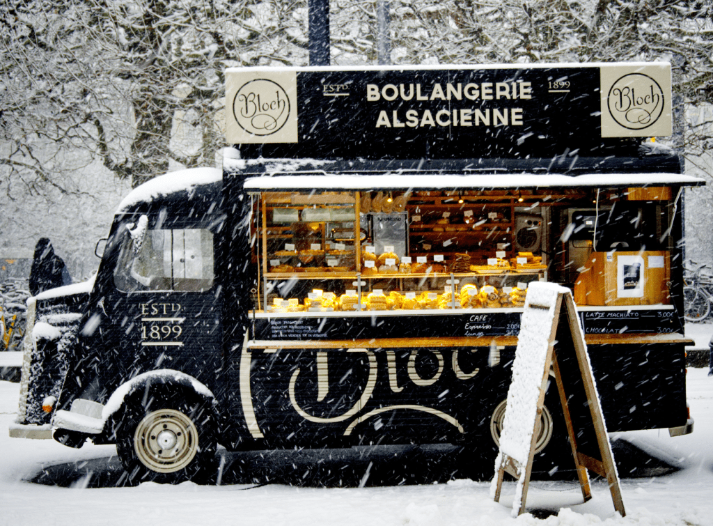 coffee truck in the snow